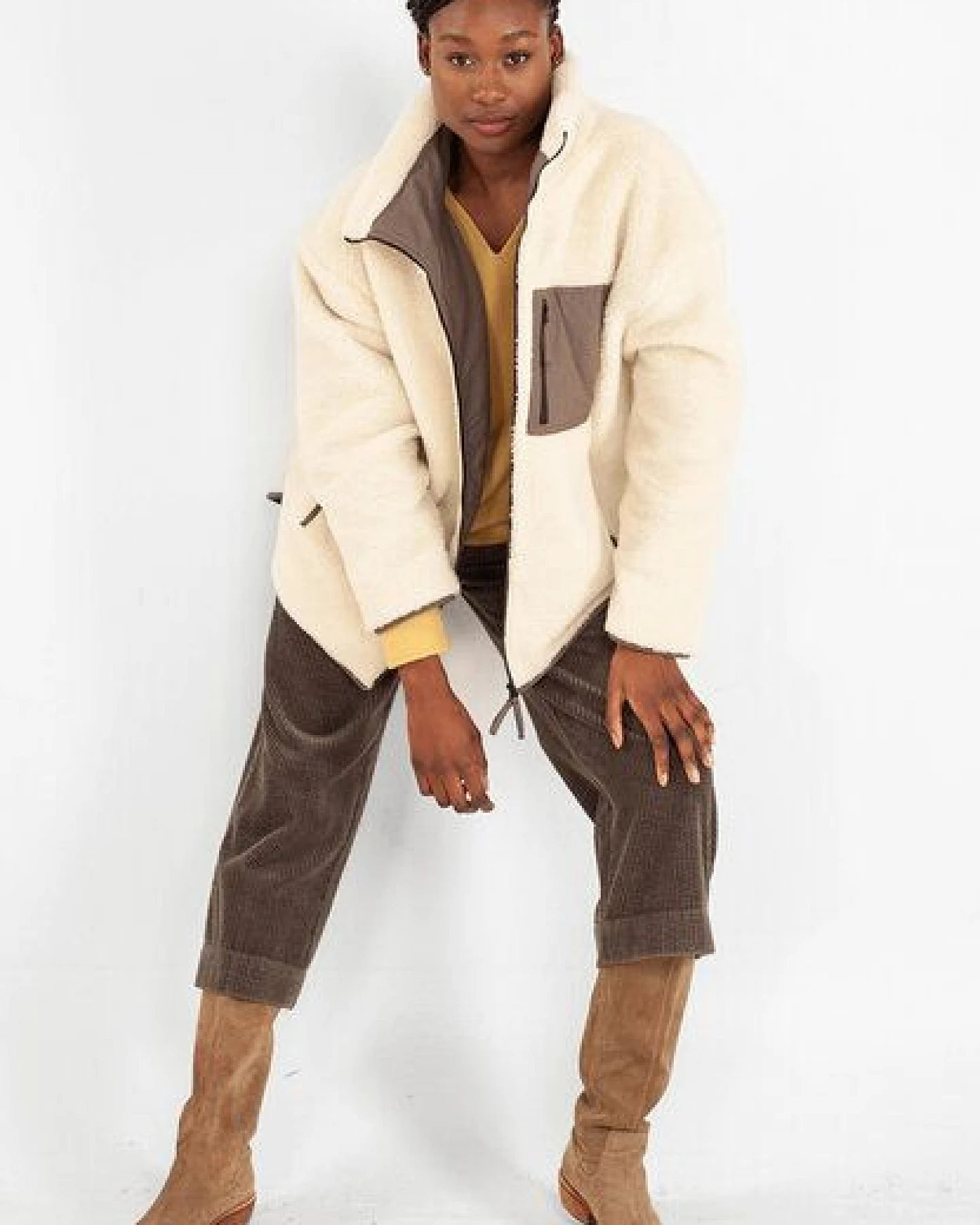 Alma & Lovis Woll-Teddy-/ Softshell-Wendejacke aus Bio-Baumwolle und Schurwolle – Ansicht 3