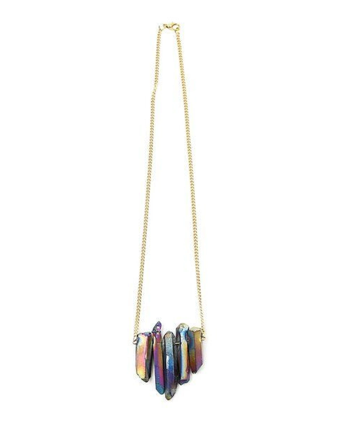 Crystal and Sage Regenbogenquarz Collier mit vergoldeter Panzerkette – Ansicht 2