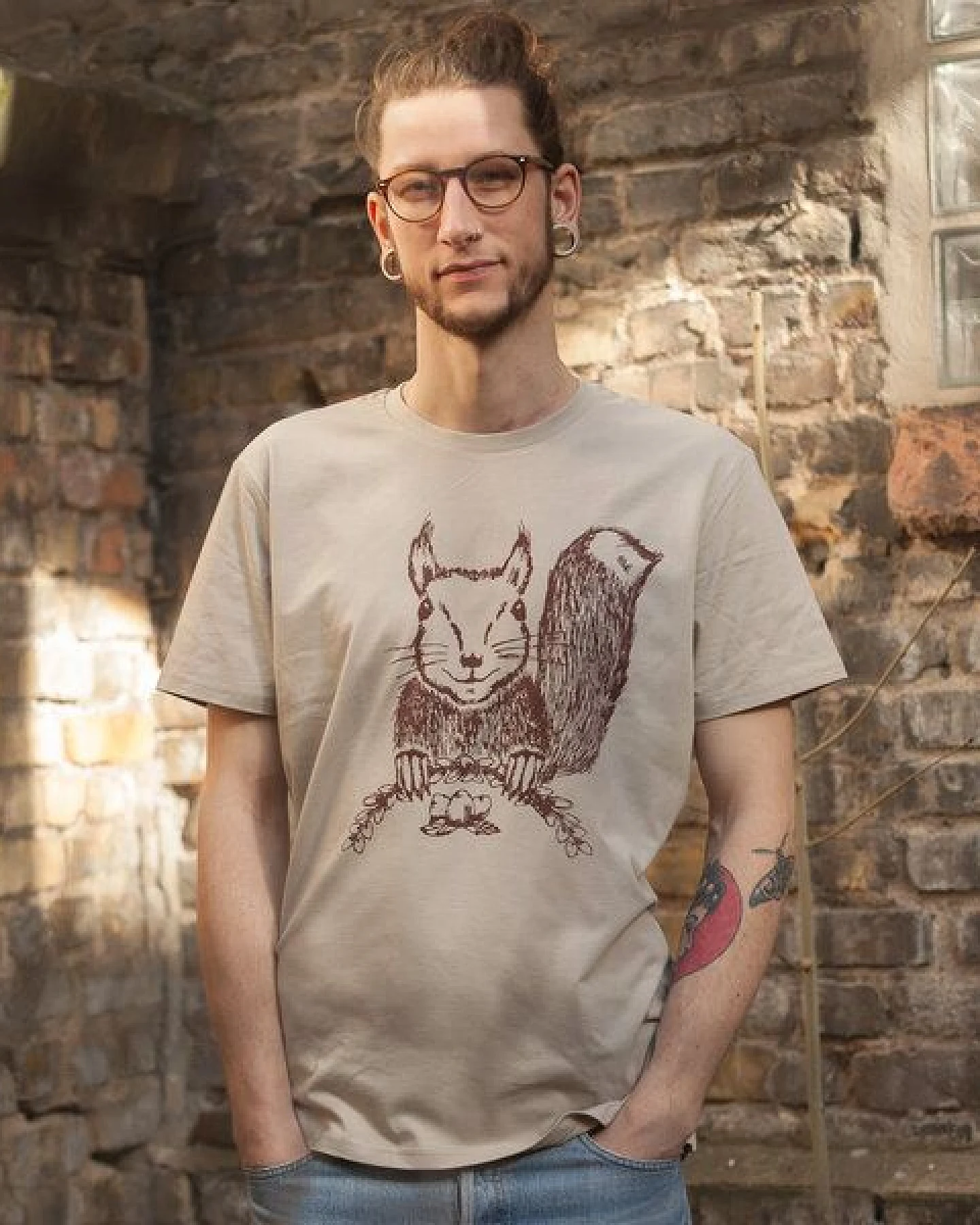 päfjes Ella Eichhorn / Squirrel - Fair Wear Männer T-Shirt - Sandbrown – Ansicht 2