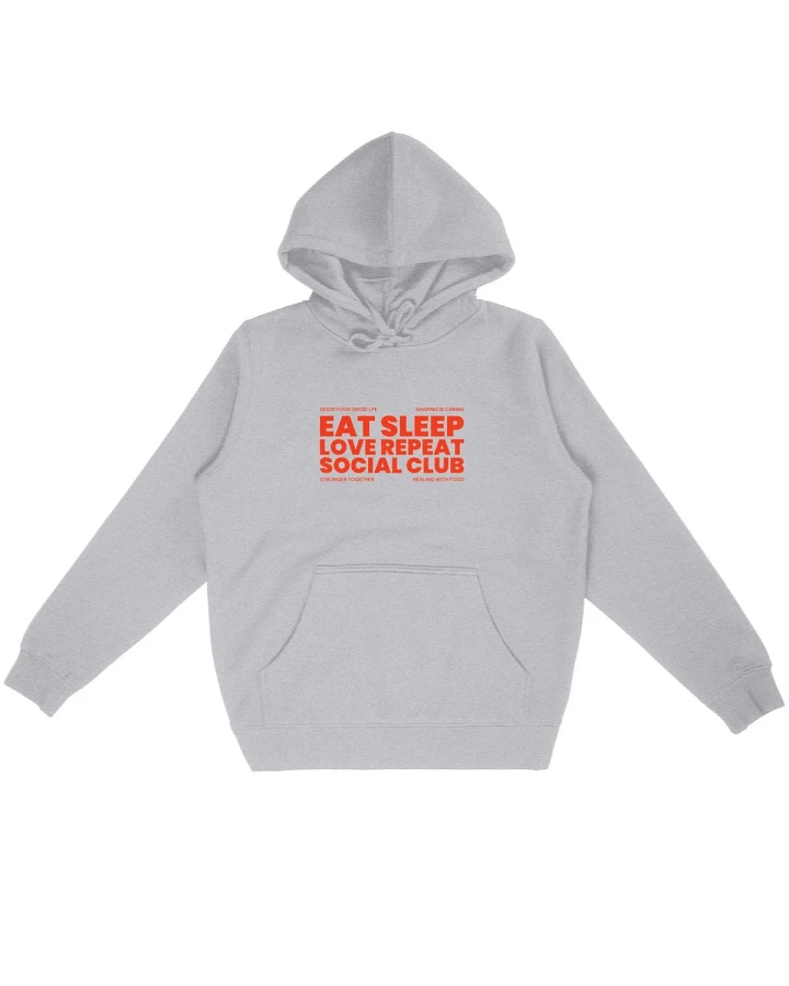 Oat Milk Club Damen vegan Hoodie Eat Sleep Love Repeat Heather Grey