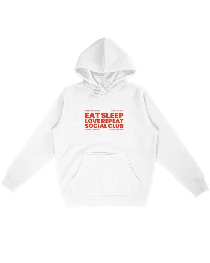 Oat Milk Club Damen vegan Hoodie Eat Sleep Love Repeat Weiß