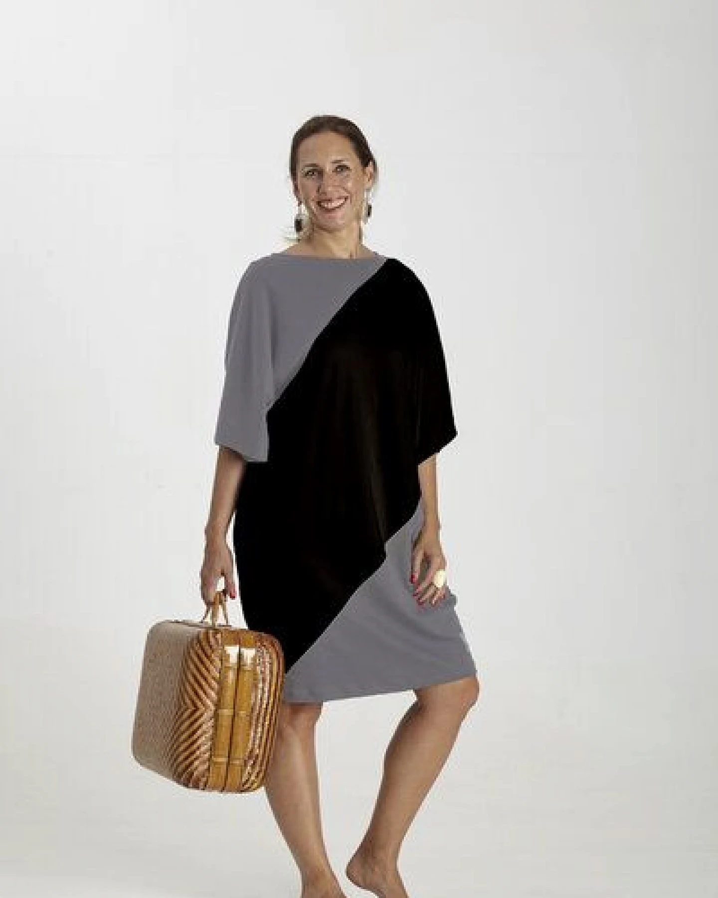 B.e Quality Zweifarbiger Kimono - Biologischer Pima Baumwolle – Ansicht 3