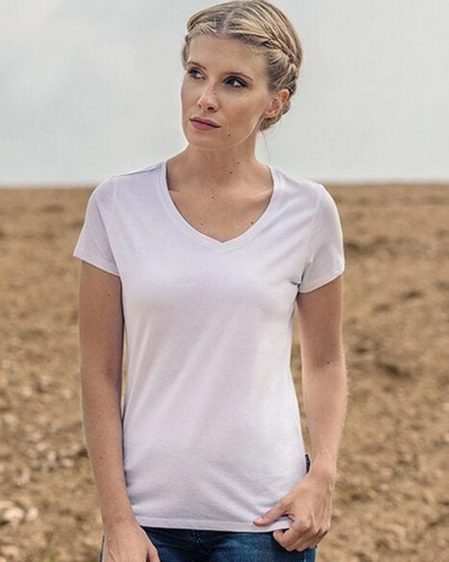 HRM Damen Ladies Luxury V-Neck T-Shirt – Ansicht 2