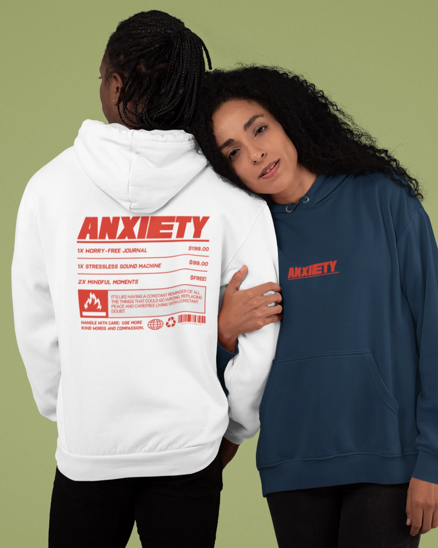Oat Milk Club Damen vegan Kapuzenpulli Anxiety Weiß – Ansicht 2