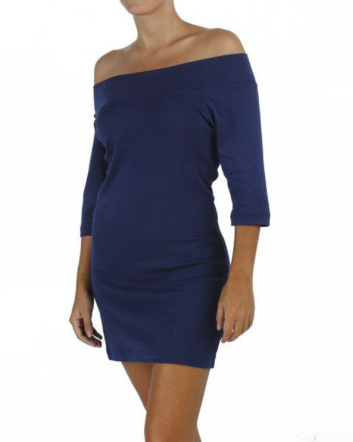B.e Quality Jersey-Halsausschnitt 3/4 Ärmel kleid - Biologischer Pima Baumwolle