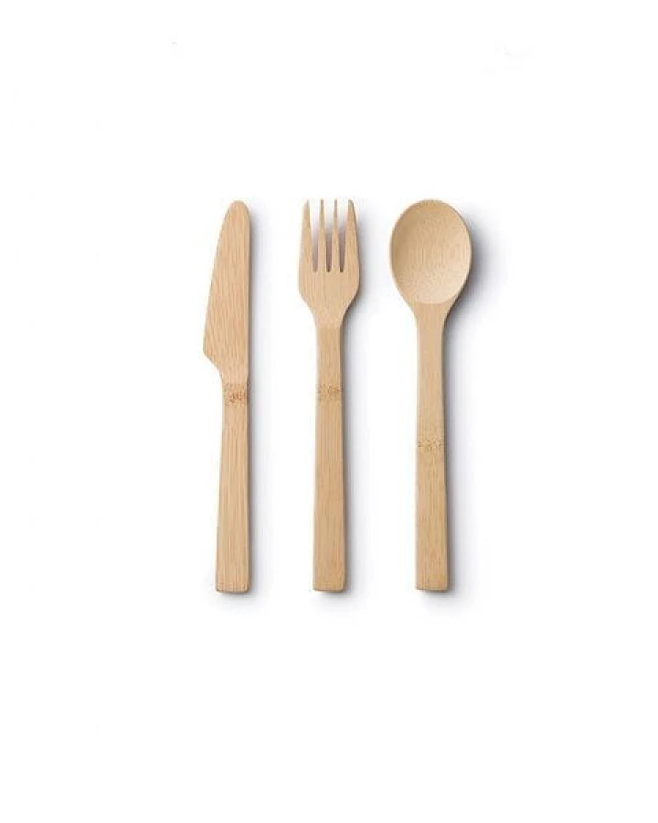 Bambus Besteck Set aus Messer, Gabel und Löffel 18,5cm Länge