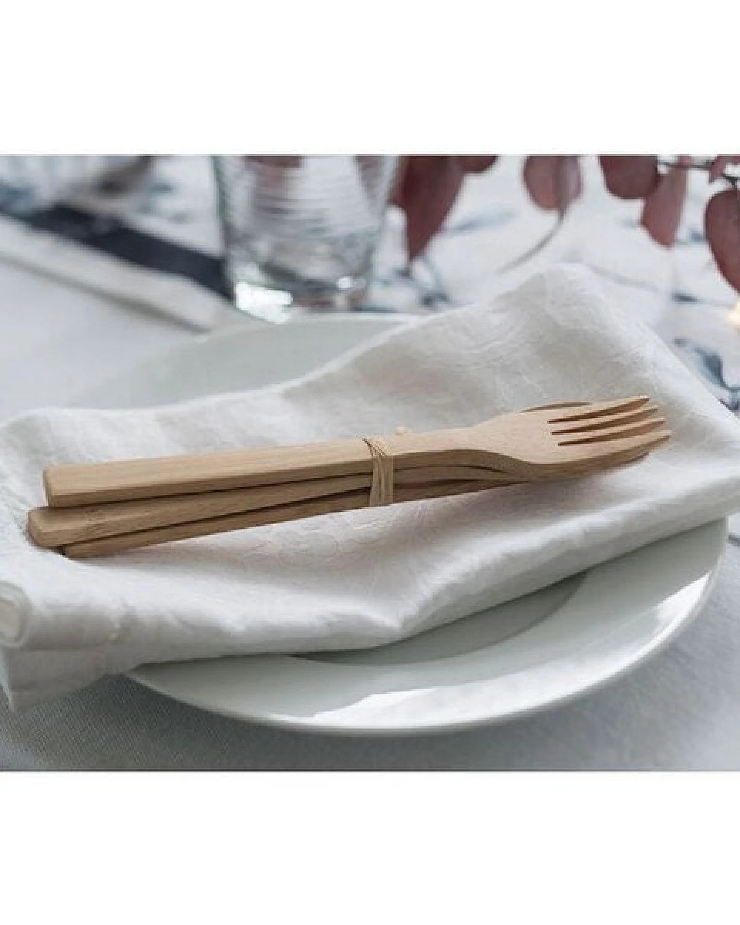 Bambus Besteck Set aus Messer, Gabel und Löffel 18,5cm Länge – Ansicht 3