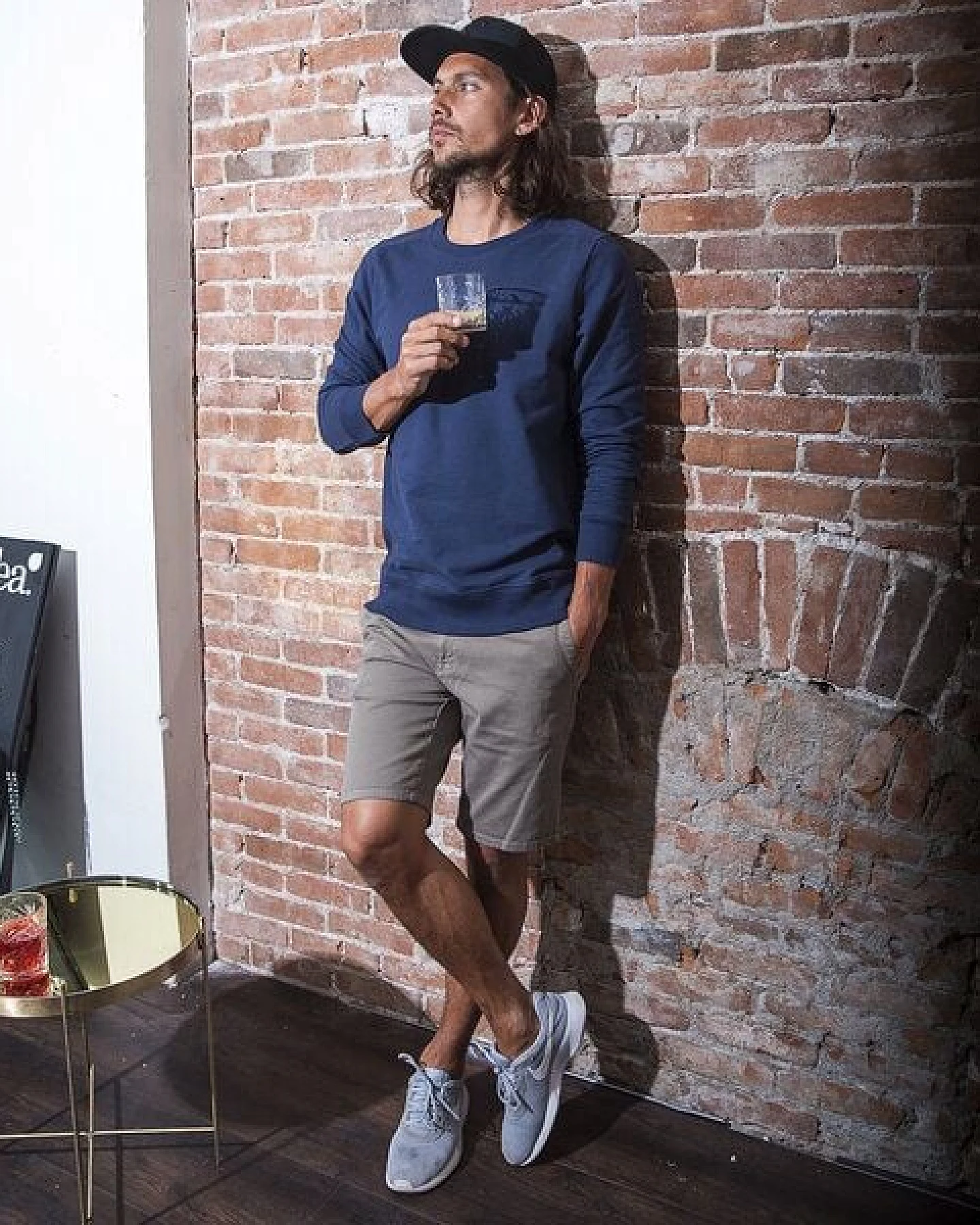 The Driftwood Tales ApfelGrün/MarineBlau Baumwolle Rundhals Sweater – Ansicht 4