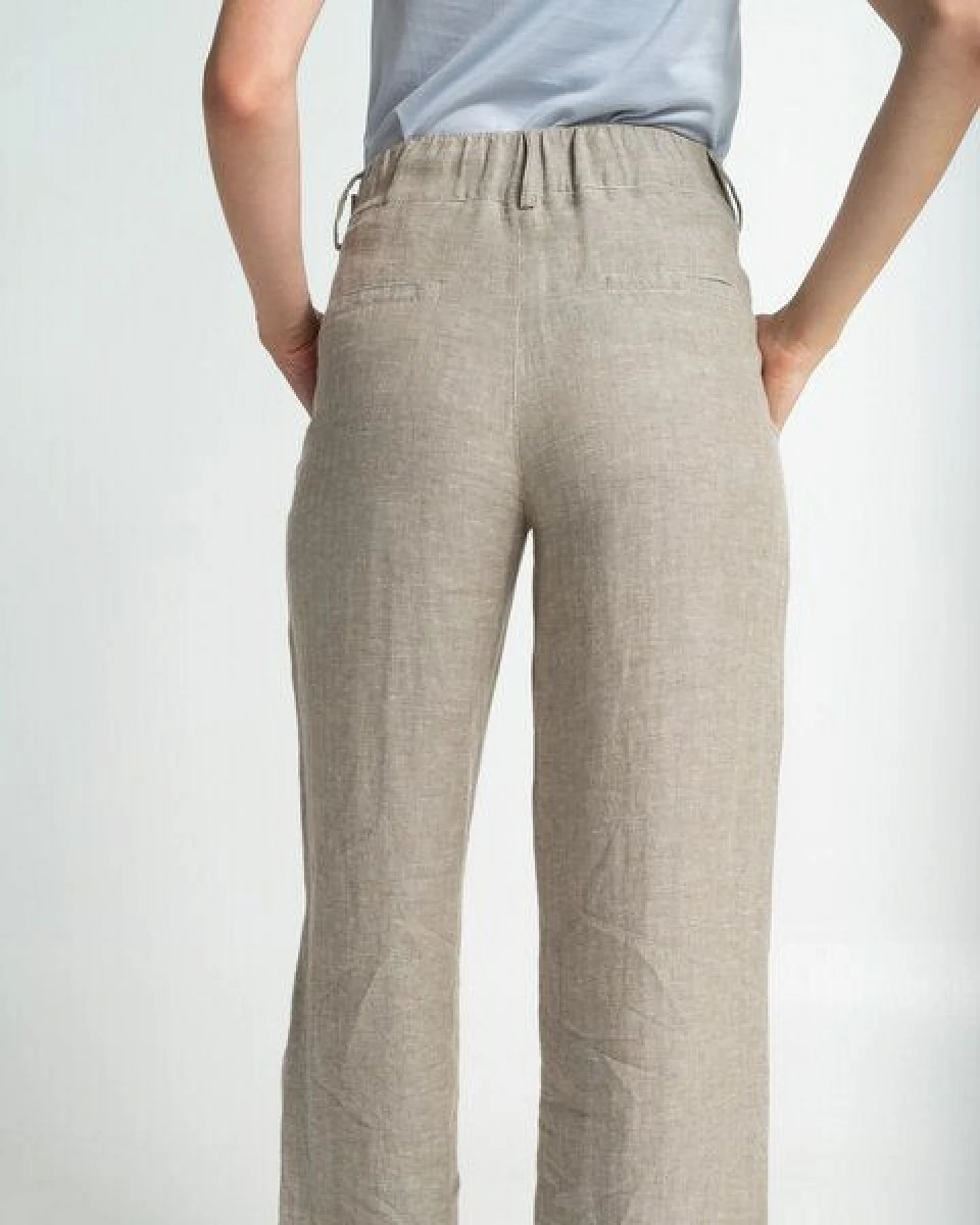 Alma & Lovis Weite Hose mit Fischgratmuster aus 100% Leinen – Ansicht 2
