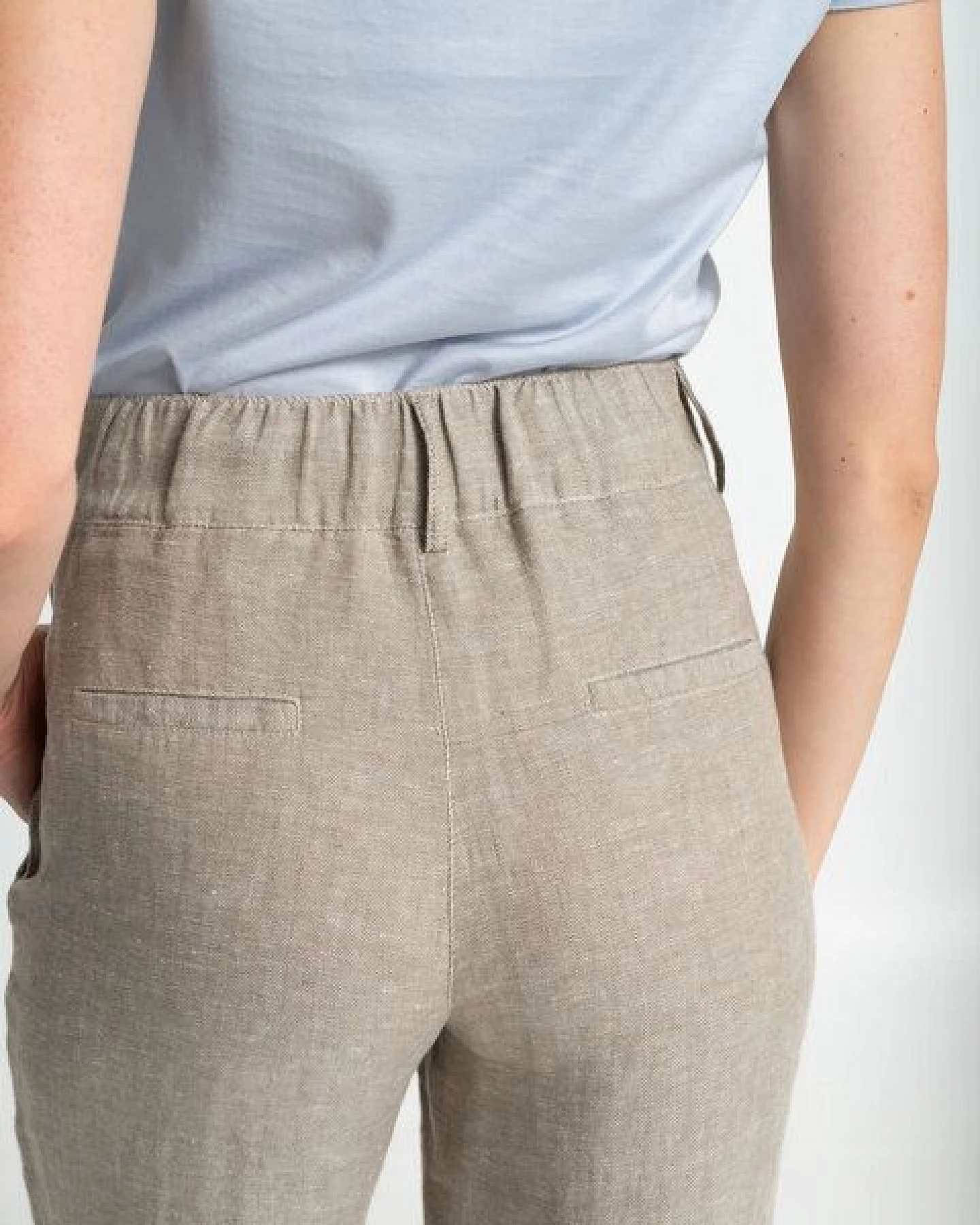 Alma & Lovis Weite Hose mit Fischgratmuster aus 100% Leinen – Ansicht 3