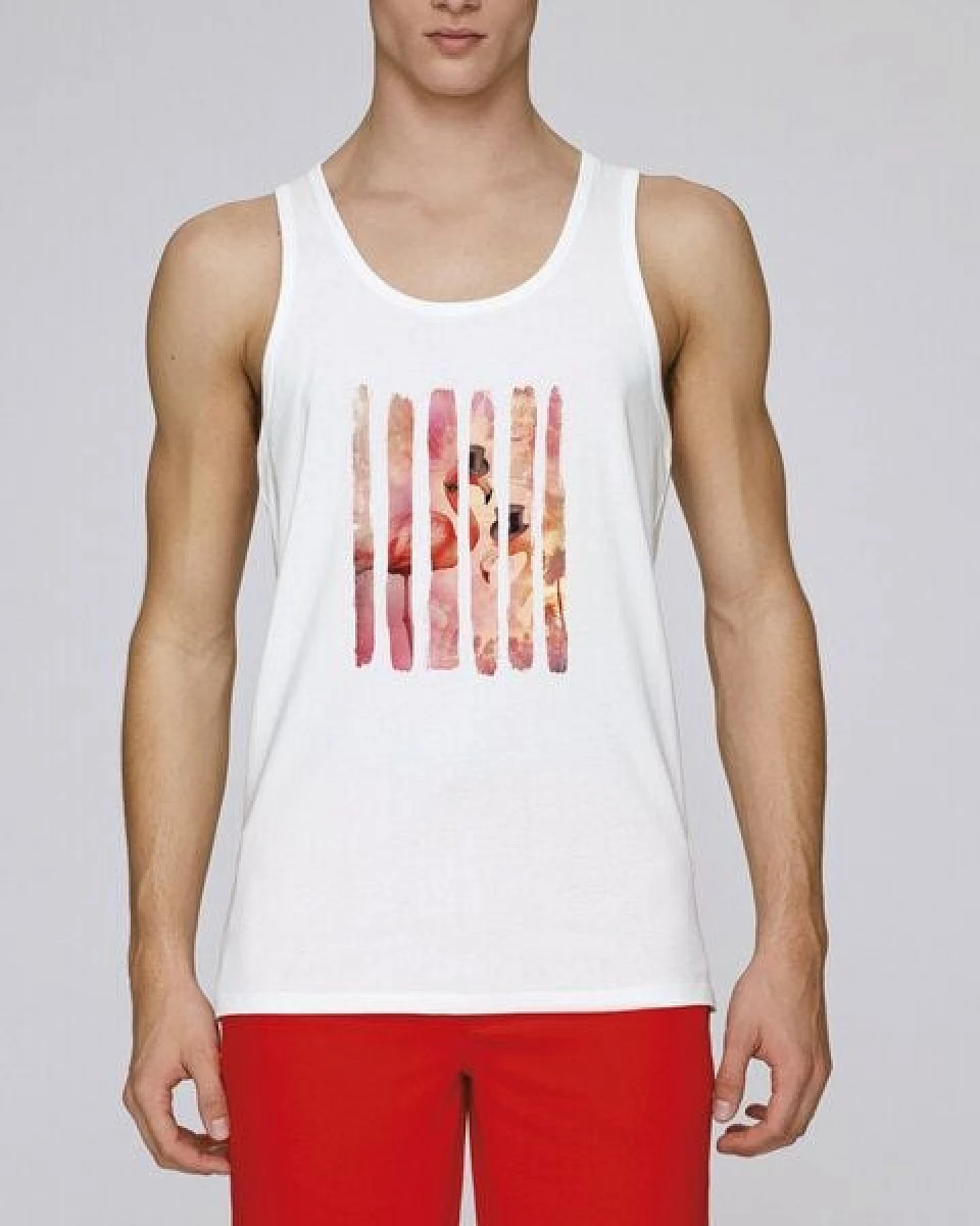 Human Family Bio Herren Tanktop "Start - Flamingo Stripes" – Ansicht 2