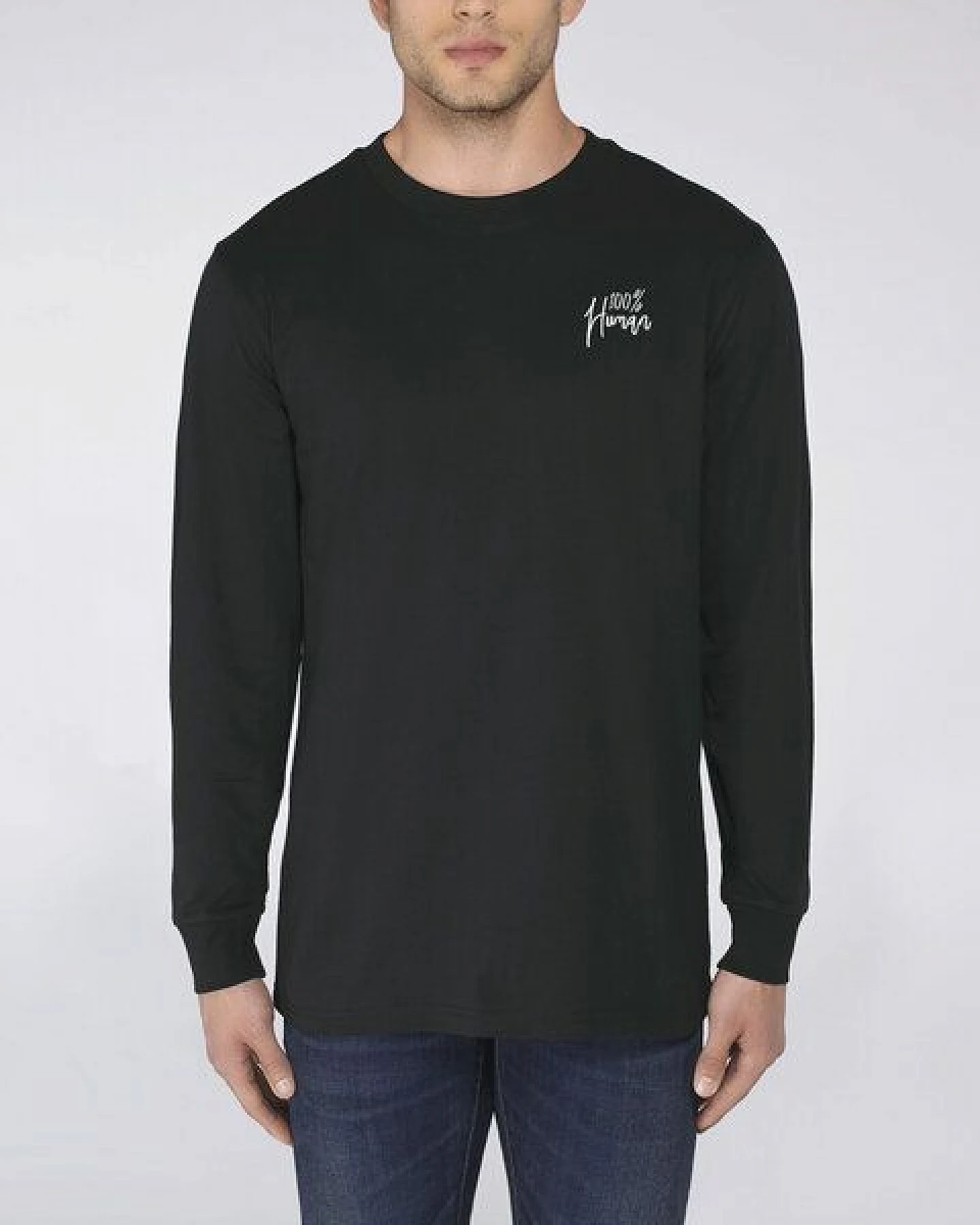 Human Family Bio Herren Langarmshirt "Hold Over - 100% Human" – Ansicht 3