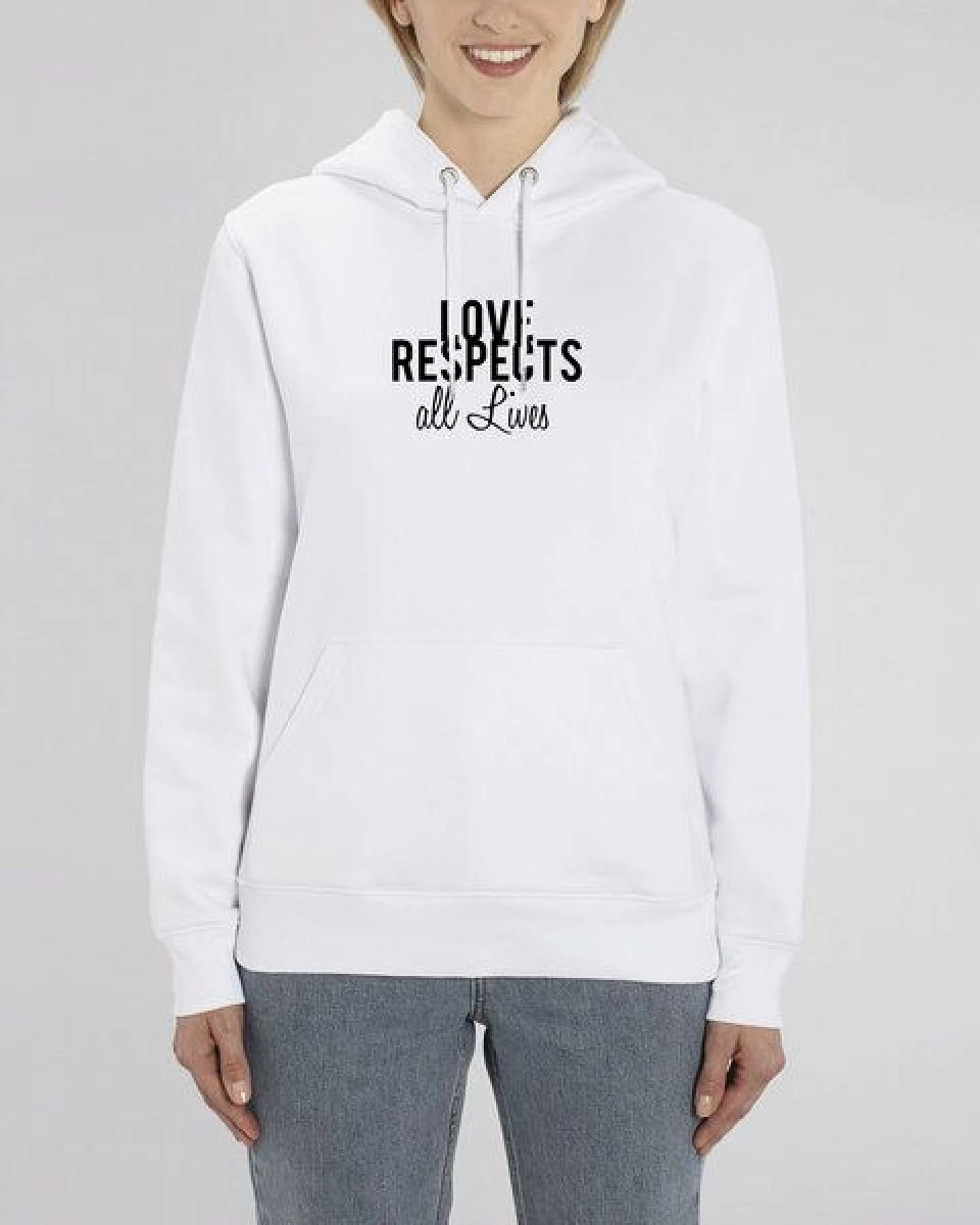 Human Family Bio Unisex Hoodie "Love - Respects" – Ansicht 3