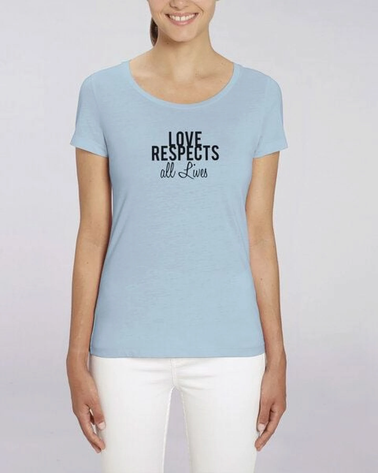 Human Family Bio Damen T-Shirt "Love - Respects" in 4 Farben – Ansicht 3