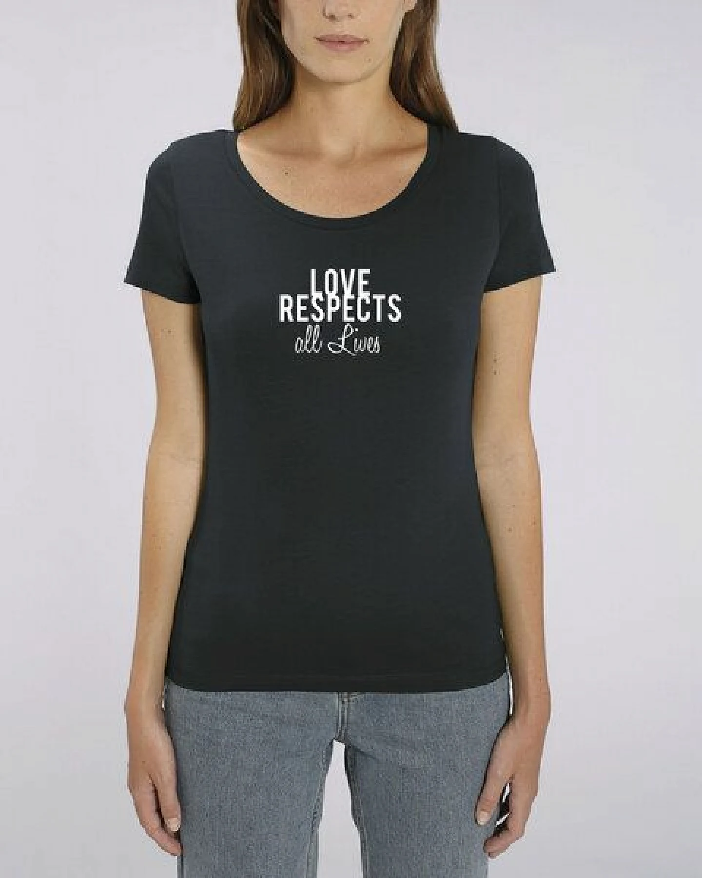 Human Family Bio Damen T-Shirt "Love - Respects" in 4 Farben – Ansicht 3