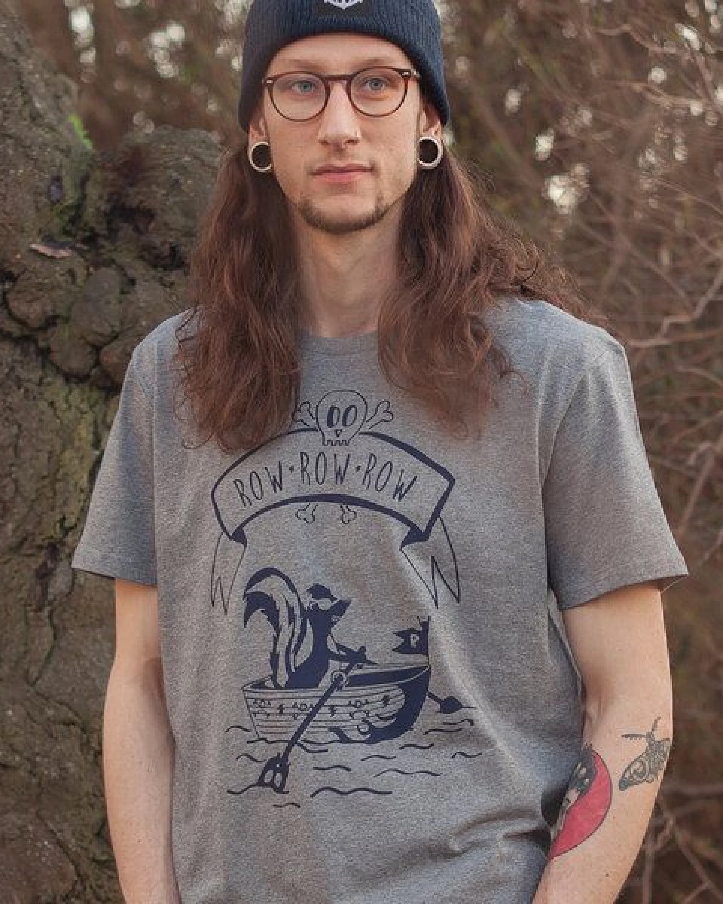 päfjes Sven Stinktier der Pirat - Männer T-Shirt - Fair Wear - Heather Grey – Ansicht 2