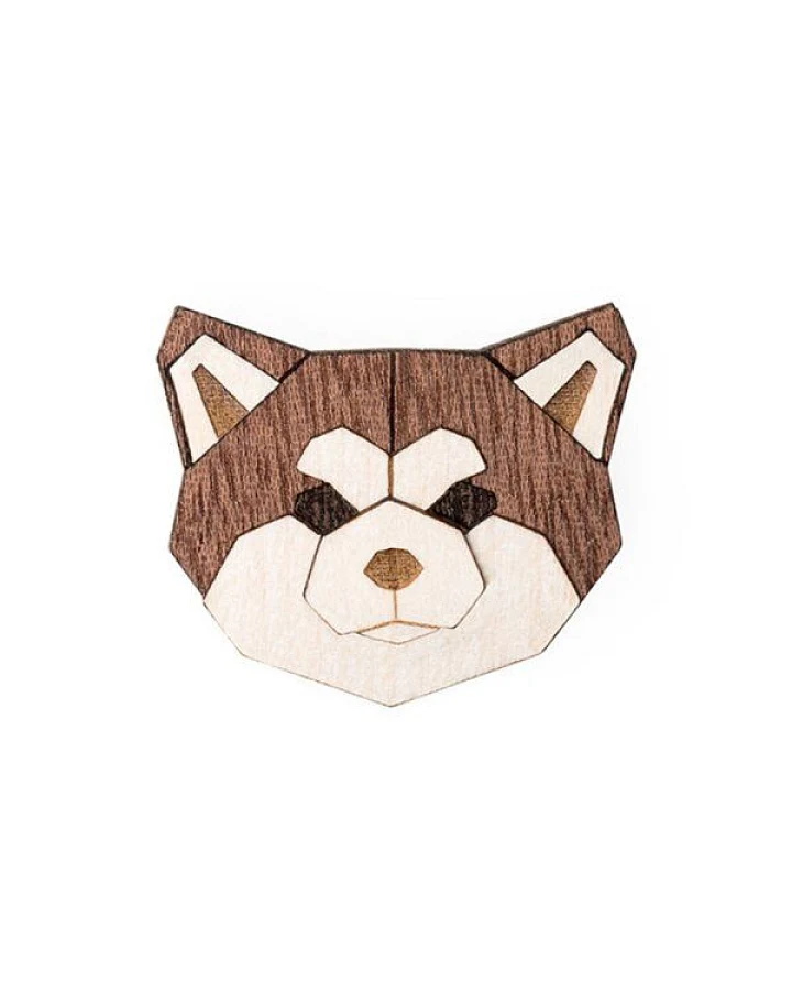 BeWooden Brosche aus Holz "Akita Inu"