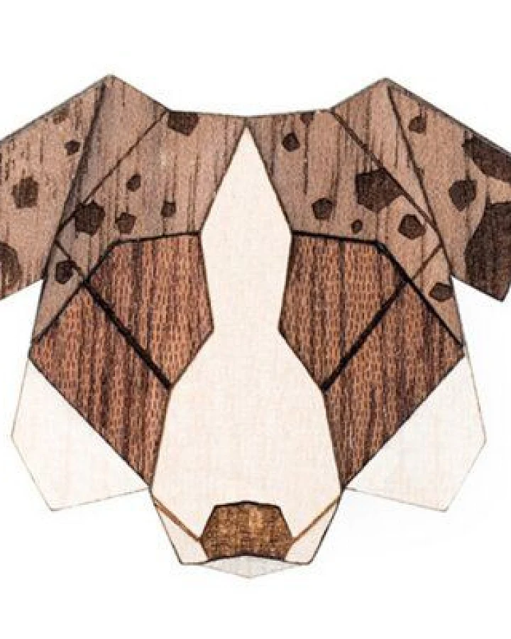 BeWooden Brosche aus Holz "Australian Shepherd Dog"