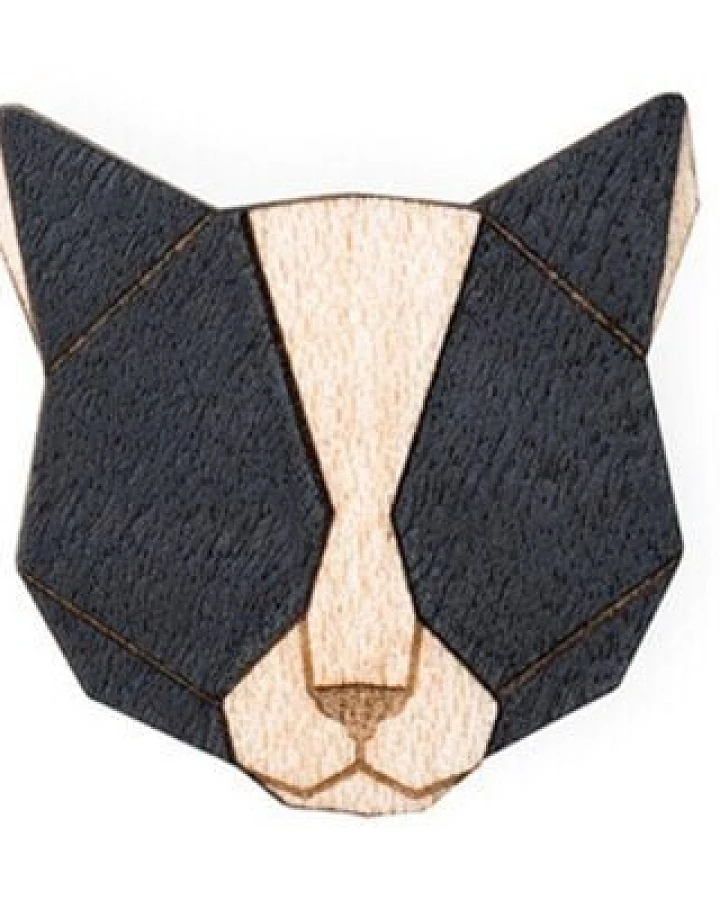 BeWooden Brosche aus Holz "Black Cat"