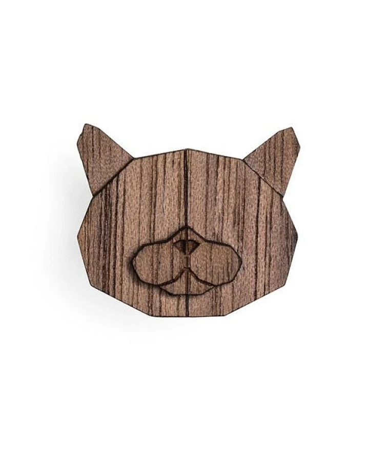 BeWooden Brosche aus Holz "British Cat"| Mode Schmuck