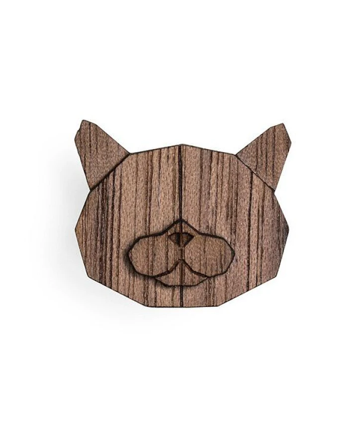 BeWooden Brosche aus Holz "British Cat"| Mode Schmuck