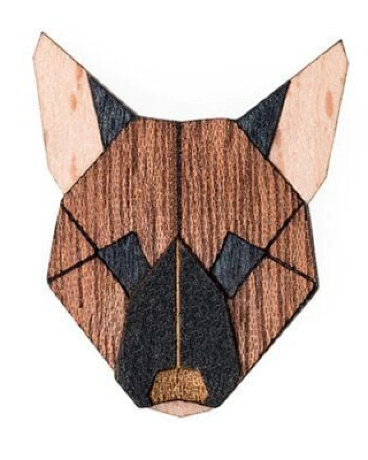 BeWooden Brosche aus Holz - Deutscher Schäferhund