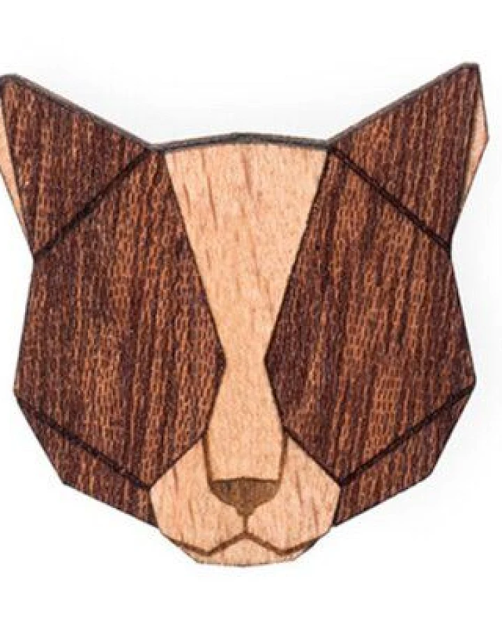 BeWooden Brosche aus Holz - Rote Katze