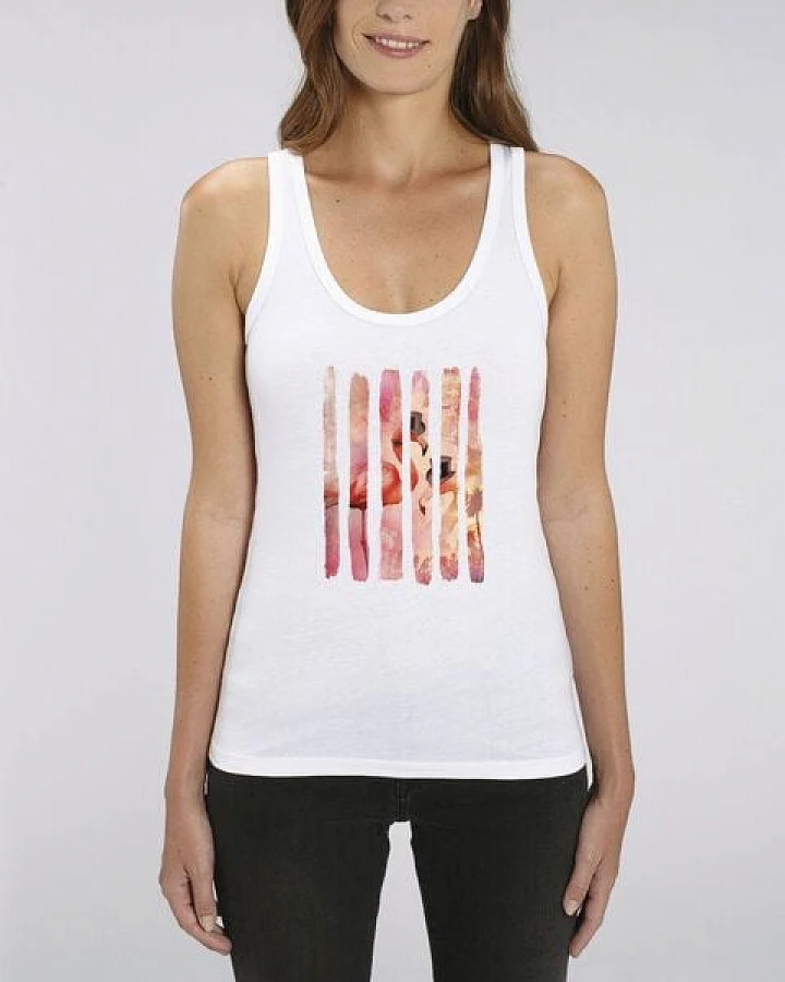 Human Family Damen Tank-Top "Gleam - Flamingo Stripes" in Weiß