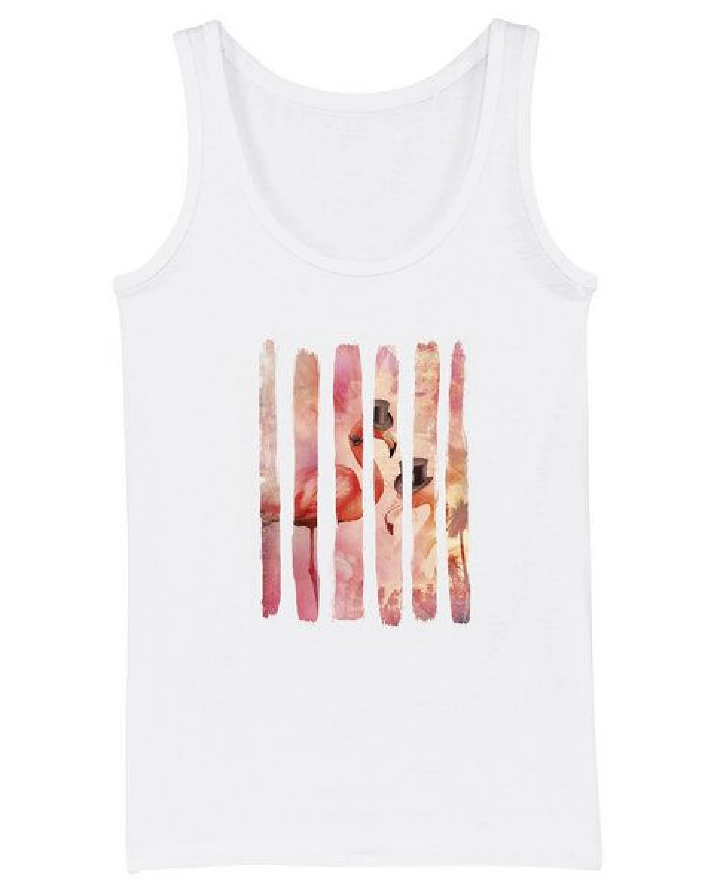 Human Family Damen Tank-Top "Gleam - Flamingo Stripes" in Weiß – Ansicht 2