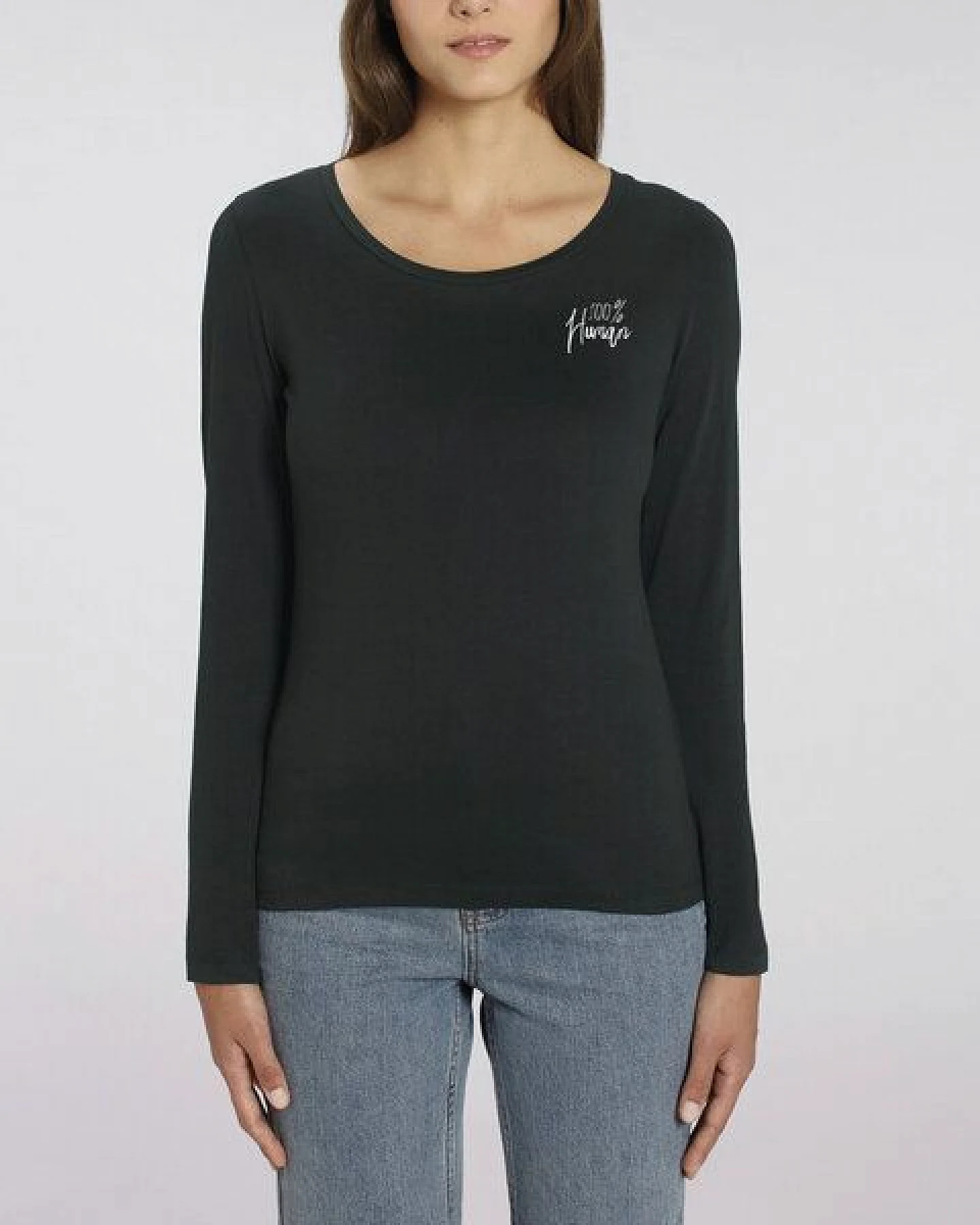 Human Family Bio Damen Longsleeve Shirt - Joker "100% Human" in 3 Farben – Ansicht 3