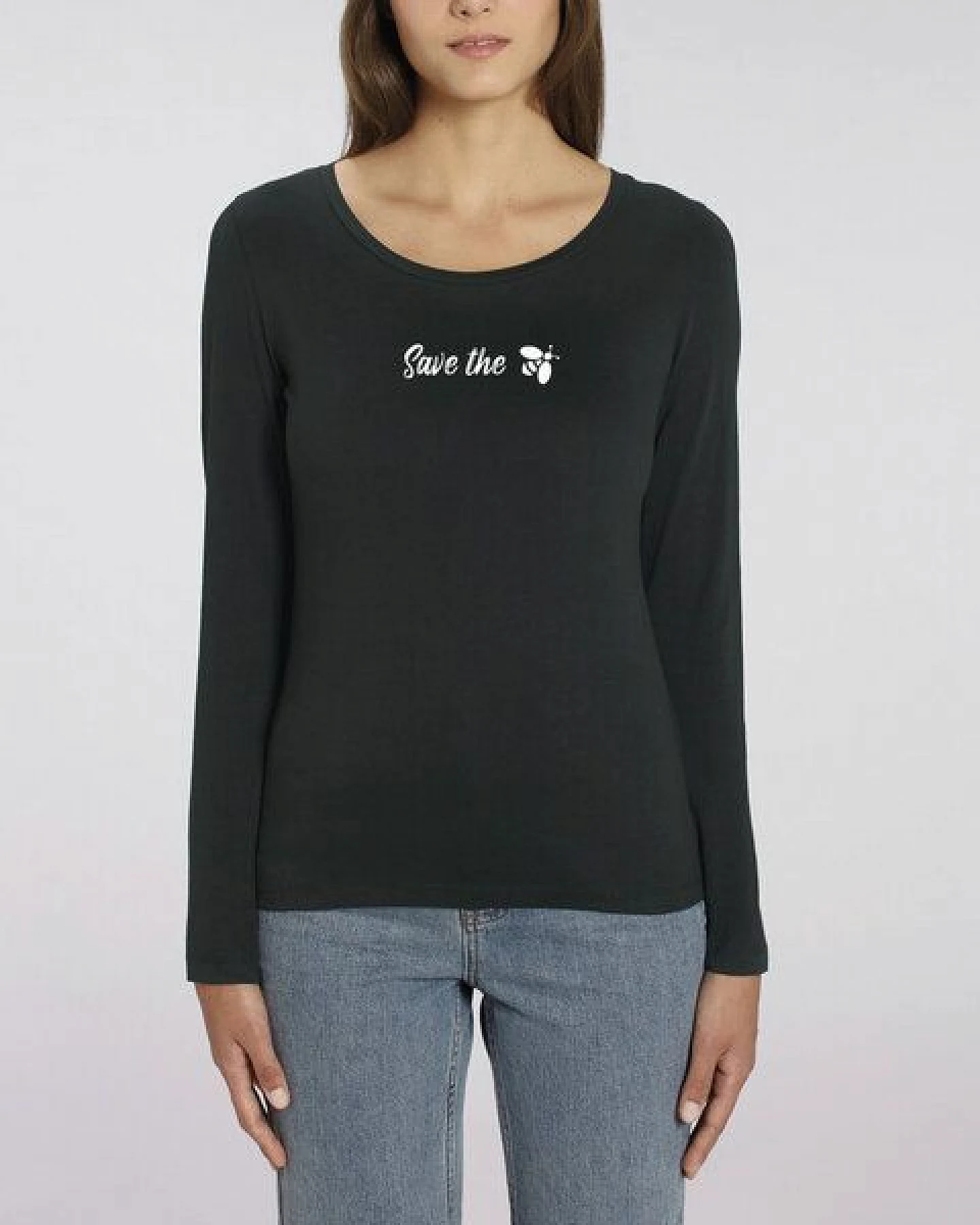 Human Family Bio Damen Longsleeve Shirt - Joker "Save the Bees" in 3 Farben aus Bio-Baumwolle – Ansicht 3