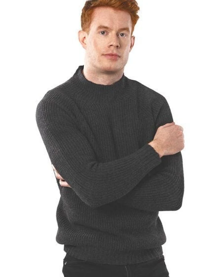 Will's Vegan Shop Recycled Slouch Mockneck Charcoal Knit Herren