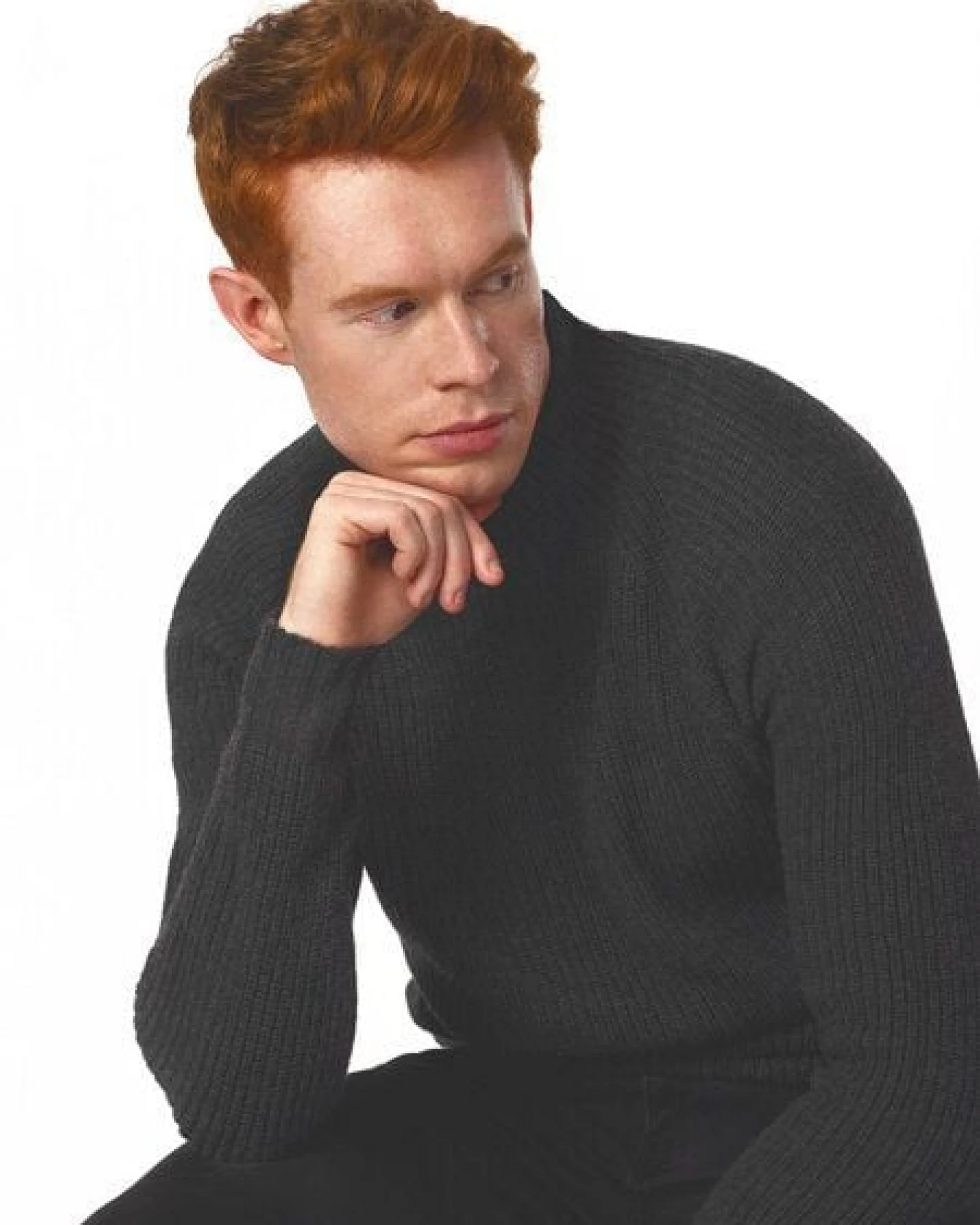 Will's Vegan Shop Recycled Slouch Mockneck Charcoal Knit Herren – Ansicht 3