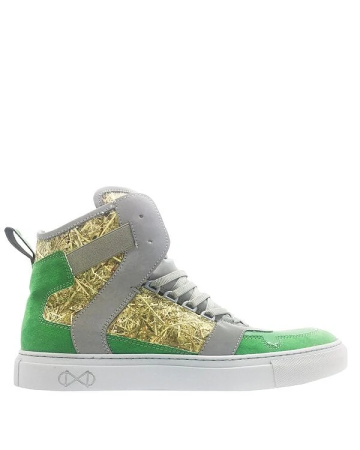veganer hoher Sneaker aus Bio-Materialien "nat-2 Almwiese" grün