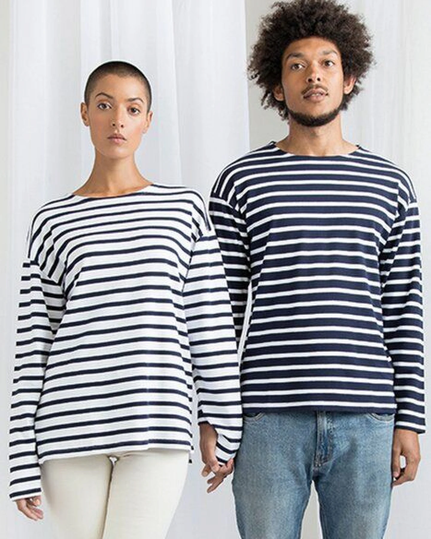 Mantis Damen / Herren Unisex Langarm Shirt T-Shirt Striped Vegan – Ansicht 2