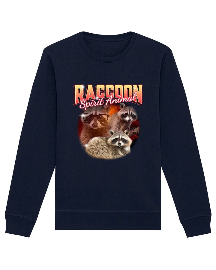 Oat Milk Club Damen vegan Sweatshirt Raccoon Spirit Animal Marineblau
