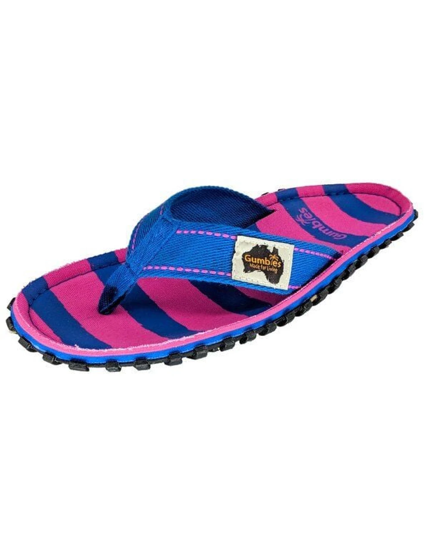 GUMBIES Pink & Blue Stripe – Nachhaltige Zehensandalen für Damen – Ansicht 3