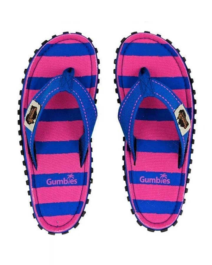 GUMBIES Pink & Blue Stripe – Nachhaltige Zehensandalen für Damen