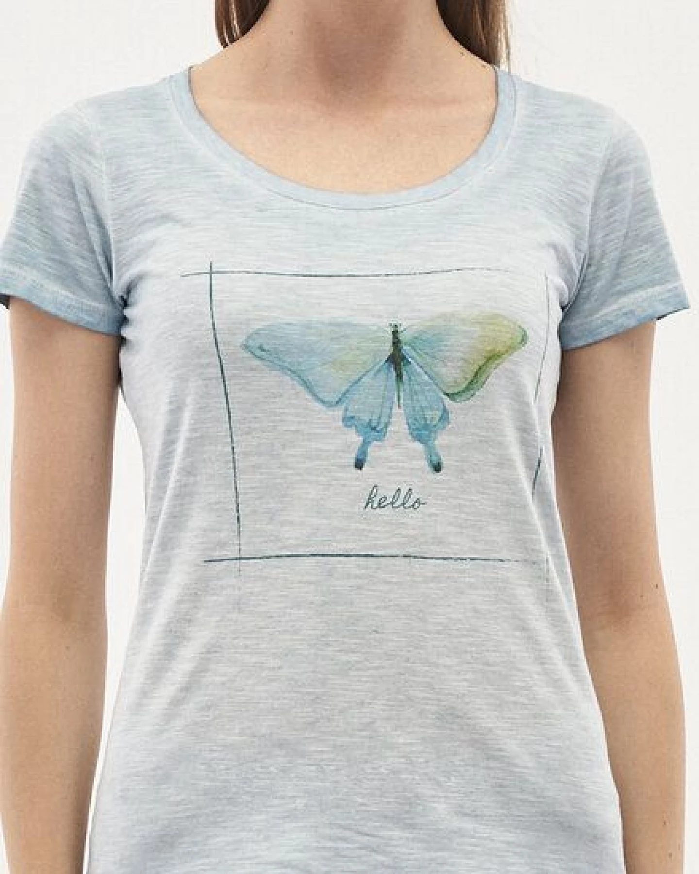 ORGANICATION Garment Dyed T-Shirt aus Bio-Baumwolle mit Schmetterling-Print – Ansicht 4