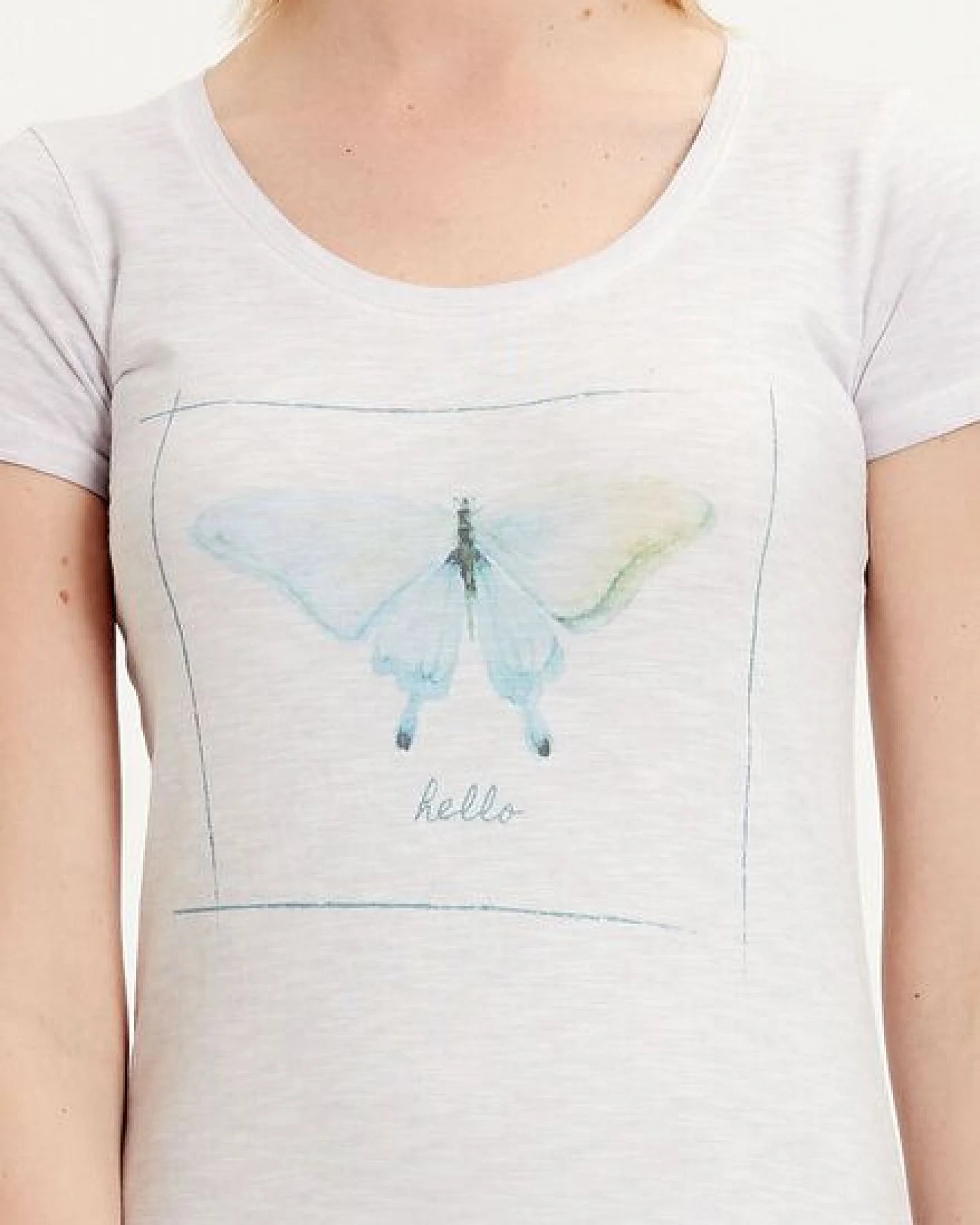 ORGANICATION Garment Dyed T-Shirt aus Bio-Baumwolle mit Schmetterling-Print – Ansicht 4