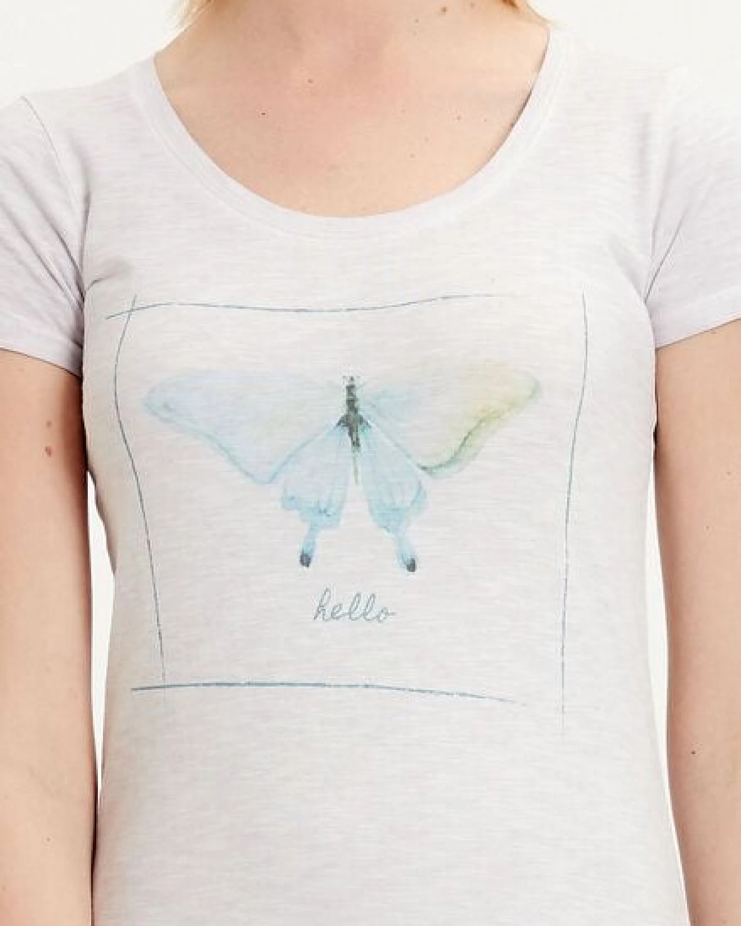 ORGANICATION Garment Dyed T-Shirt aus Bio-Baumwolle mit Schmetterling-Print – Ansicht 4