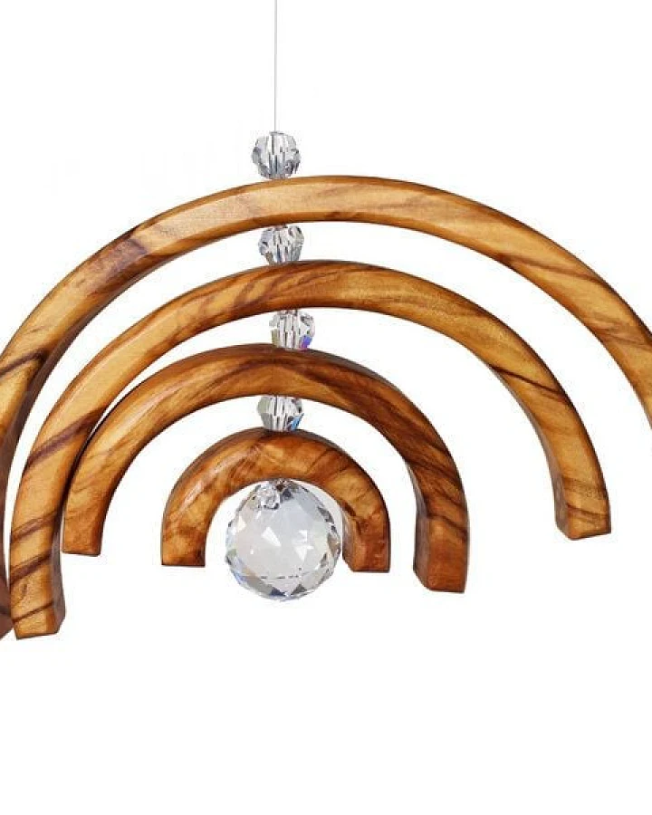 Mitienda Shop Regenbogen mit Bleikristallen |Fensterschmuck aus Holz