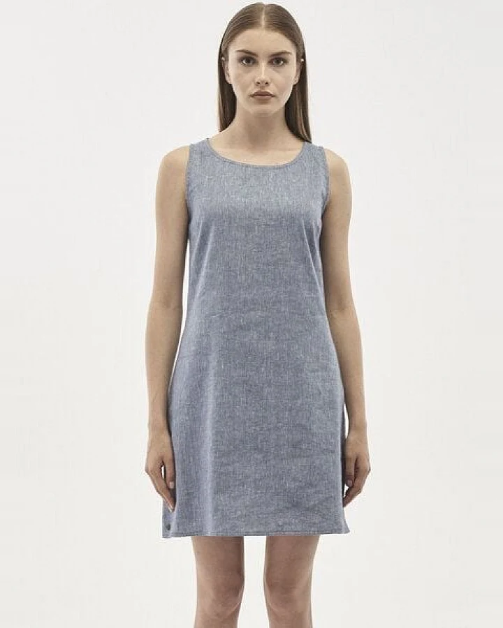 ORGANICATION Kleid aus Leinen-Mix in Denim Optik