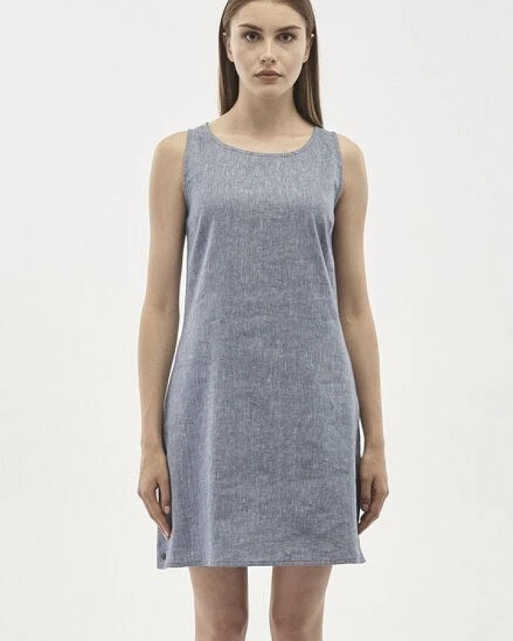 ORGANICATION Kleid aus Leinen-Mix in Denim Optik
