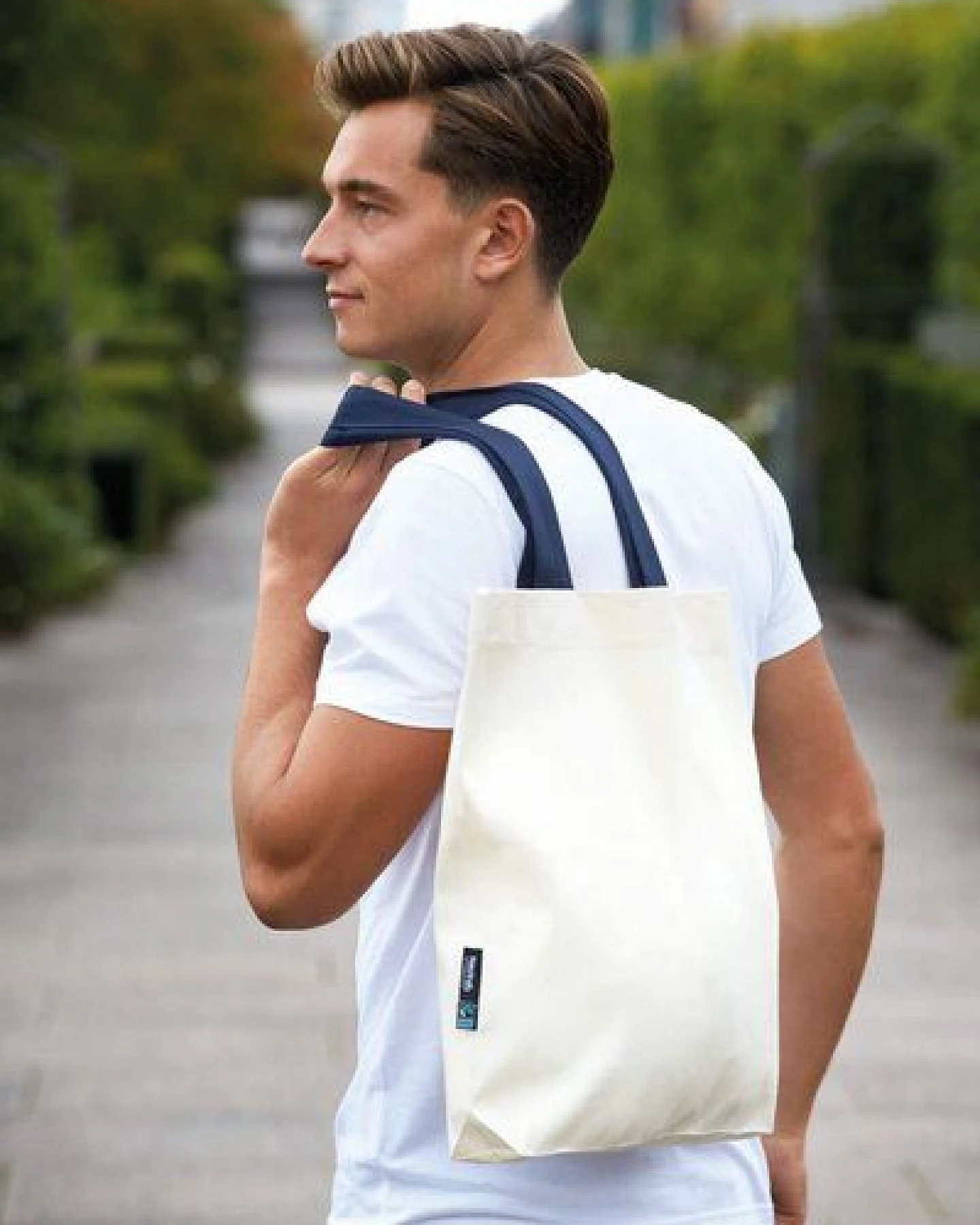 Neutral® Baumwolltasche Einkaufstasche Shopper Kontrastfarbene Henkel – Ansicht 2