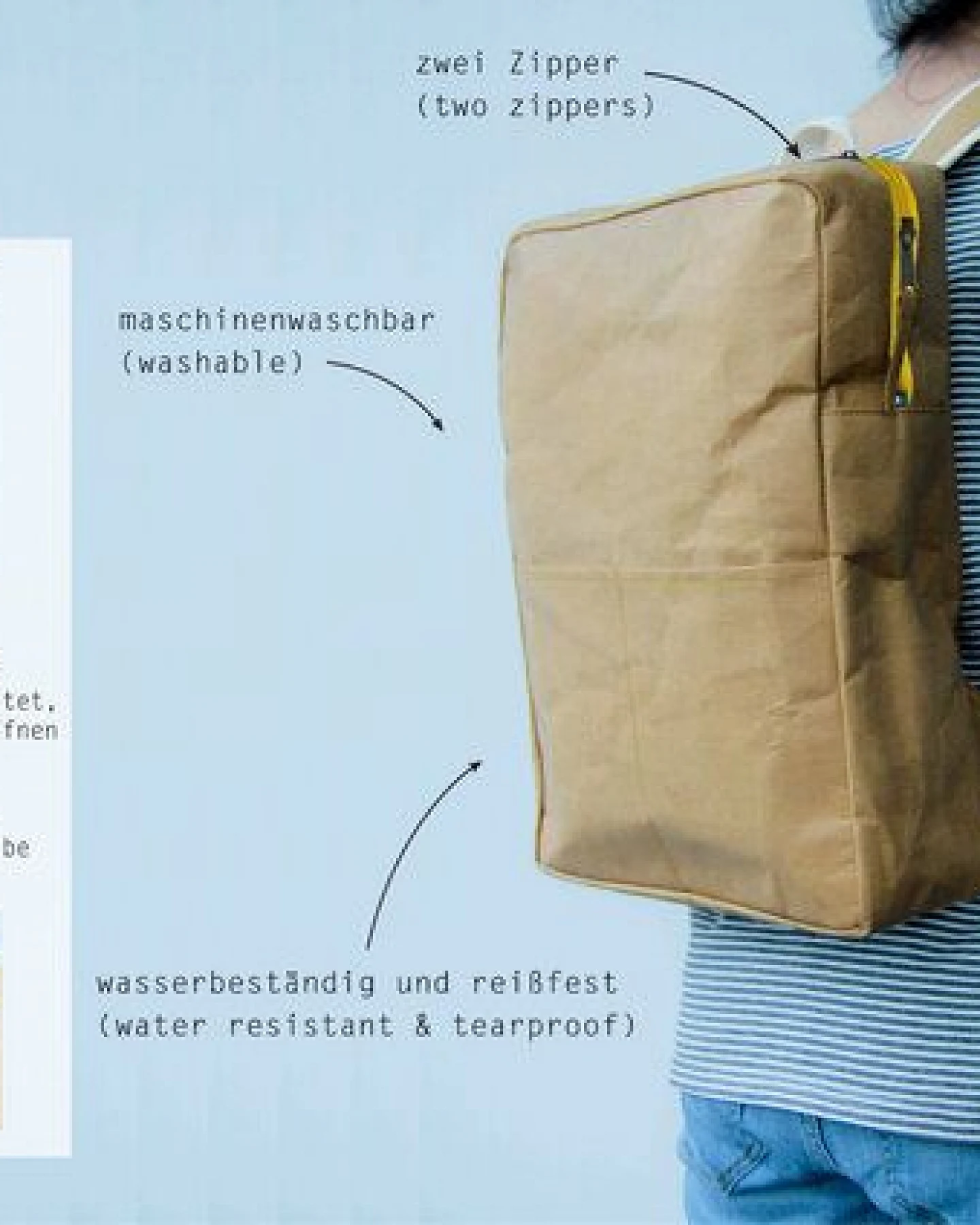 BY COPALA Kraftpapier : Rucksack aus nachhaltigem Kraftpapier. Lederoptik. – Ansicht 3