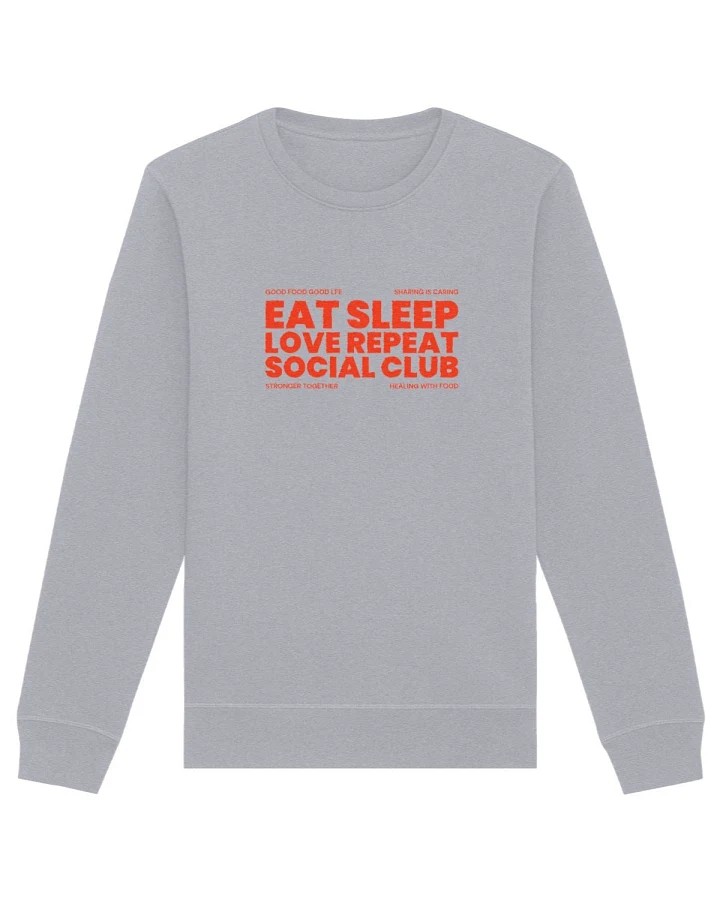 Oat Milk Club Damen vegan Sweatshirt Eat Sleep Love Repeat Heather Grey