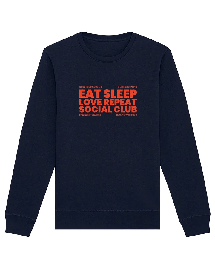 Oat Milk Club Damen vegan Sweatshirt Eat Sleep Love Repeat Marineblau