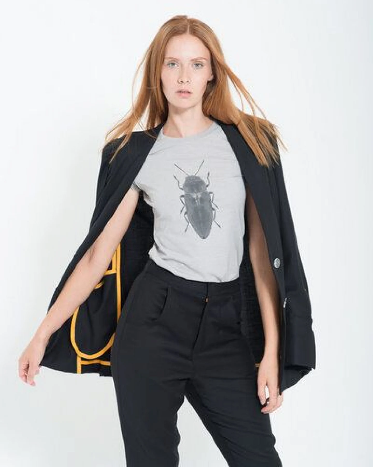 Yuna Miray Lang geschnittener Blazer/Jacke mit Manschette "Blazer Yuna" schwarz und anthrazit – Ansicht 2