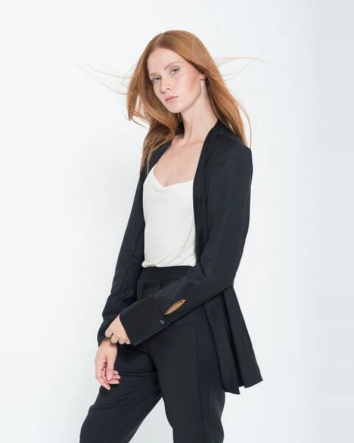 Yuna Miray Lang geschnittener Blazer/Jacke mit Manschette "Blazer Yuna" schwarz und anthrazit